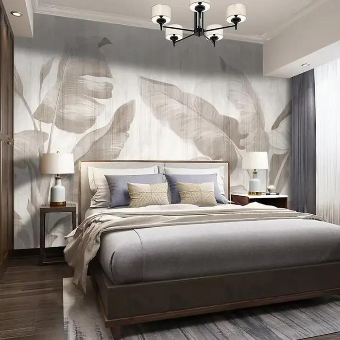 Papier peint Mural personnalisé 3D, Style nordique rétro, plantes, Grain De bois, salon, chambre à coucher, fond De télévision