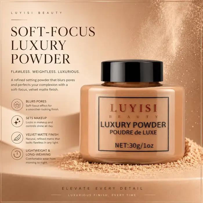 Ensemble de maquillage pour le visage : 1 poudre libre mate + 1 fond de teint waterproof, haute couvrance, longue tenue, contrôle du sébum, pour un look naturel.