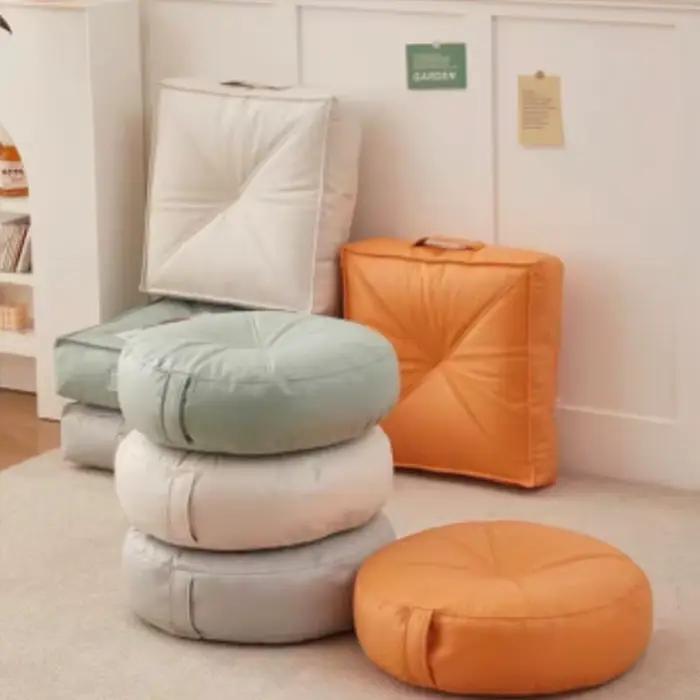 Chaise de sol pliante décontractée, sac de haricots pour enfants, imperméable, paresseux, populaire, carré, coussin de canapé de jardin, en cuir PU