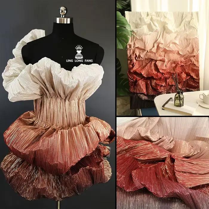 ATA YAKE-Tissu de style plissé nickel é, version améliorée, forme créative, matériel de décoration de scène DIY marijuana