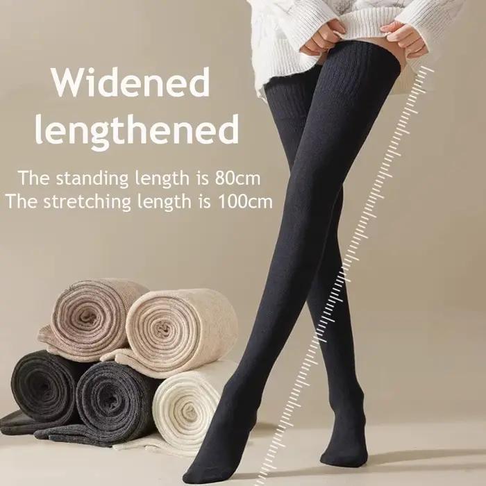 Chaussettes hautes d'hiver pour femmes, bas JK Lolita allongés de 100cm, couleur unie, au-dessus du genou, chaussettes fines en velours