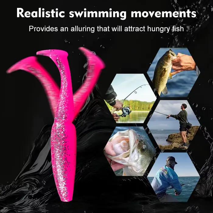 Proberos 4 leurres souples en silicone en forme de ver Shad, 10 cm, 12 g, avec queue en T, pour la pêche sportive