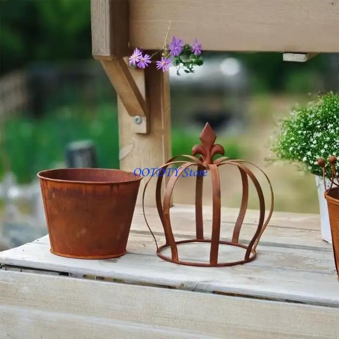 Pot fleur en forme couronne 367A, conteneur détachable pour décoration jardin balcon