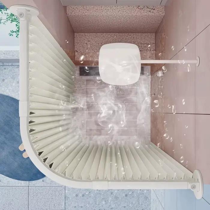 Kit complet rideau de douche courbé pour salle de bain, rideau et tringle imperméables, séparation sec/humide, cloison de douche