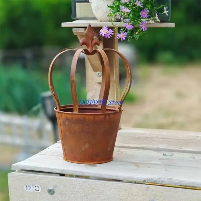 Pot fleur en forme couronne 367A, conteneur détachable pour décoration jardin balcon