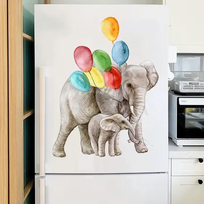 Autocollant mural en forme d'éléphant en ballon de dessin animé, décoration de chambre d'enfant, fond de chambre, décoration de la maison, autocollants artistiques, papier peint pour chambre d'enfant