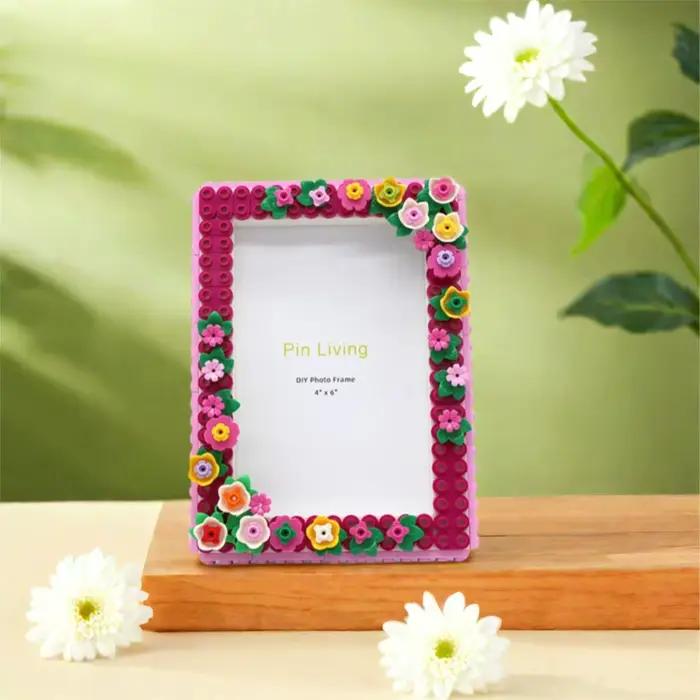 Cadres Photo faits à la main, cadre Photo de fleurs décoratif moderne, plate-forme d'affichage de blocs de couleurs pour créer des souvenirs colorés