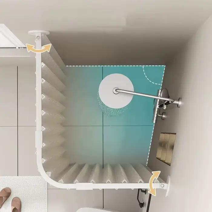 Kit complet rideau de douche courbé pour salle de bain, rideau et tringle imperméables, séparation sec/humide, cloison de douche