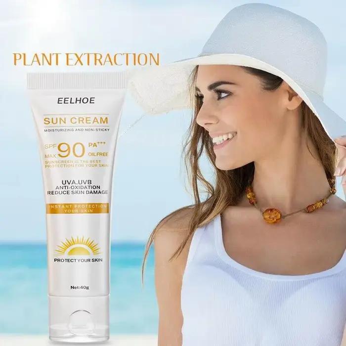 Crème solaire pour le visage SPF90+, crème solaire hydratante pour le visage et le corps, crème de protection cutanée anti-graisse et imperméable, soins de la peau