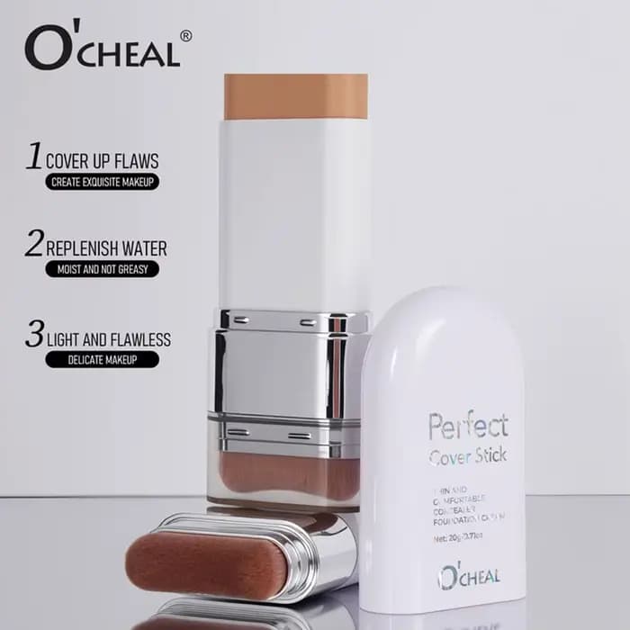 O'CHEAL Perfect Cover, stick de fond de teint 2-en-1 avec pinceau intégré