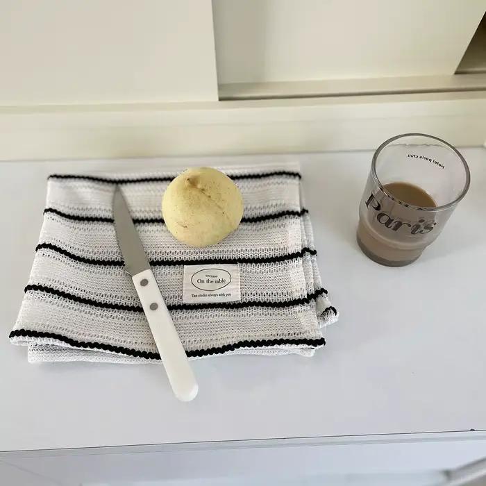 Nappe rayée simple noir et blanc, set de table, dessous de verre, tapis de présentation alimentaire, accessoires de décoration intérieure