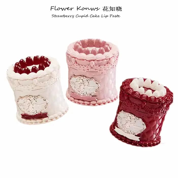 Fleur sait fraise Cupidon Lipmud gâteau rouge à lèvres velours mat crème