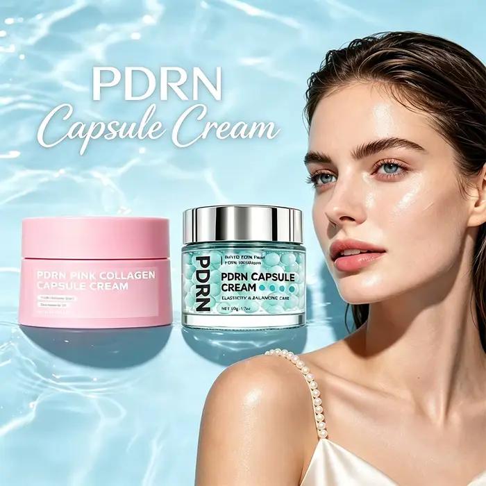 Crème en capsules de collagène rose PDRN hydratante légère pour homme et femme nourrissante et raffermissante pour le teint équilibré et éclatant