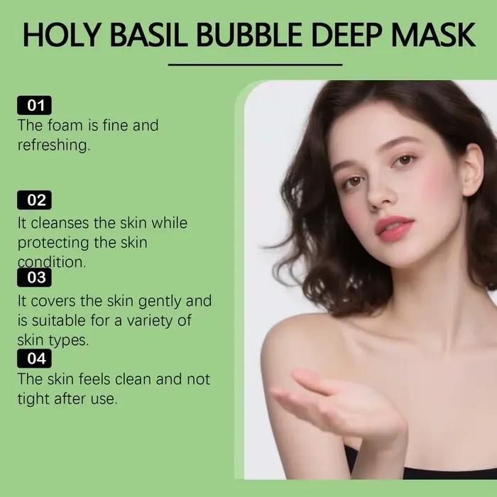 Masque facial à bulles de basilic sacré