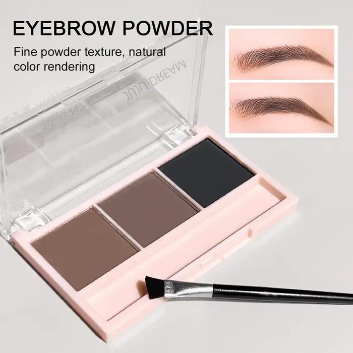 Poudre à sourcils tricolore ombre forme de sourcil tridimensionnelle imperméable et résistante à la sueur