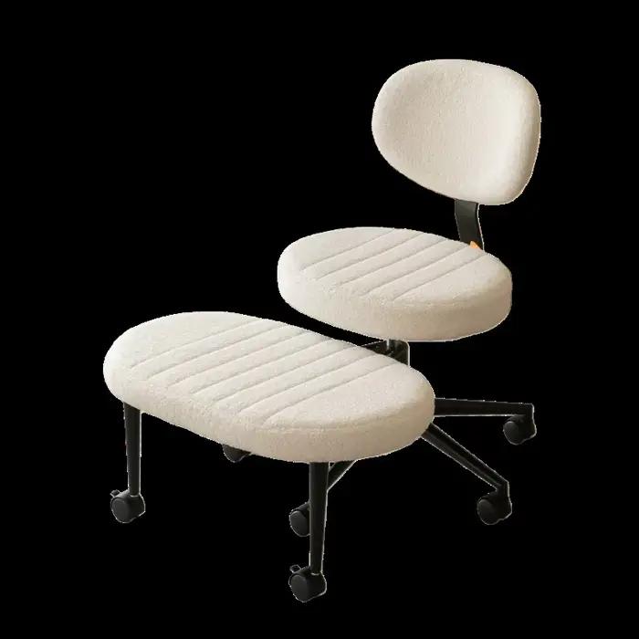 Fauteuil lounge moderne à jambes croisées, tissu en velours, rotatif, réglable en hauteur, avec repose-pieds, adapté aux salons