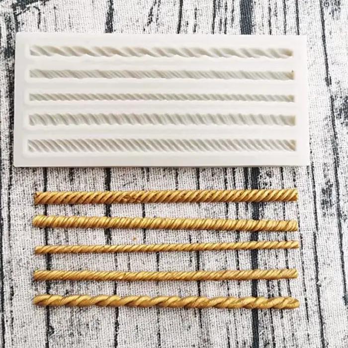Moule à Fondant en corde torsadée tressée, Impression de croûte de tarte, tapis en Silicone, longue bande en dentelle, outils de décoration de gâteaux, moule de cuisson de cuisine