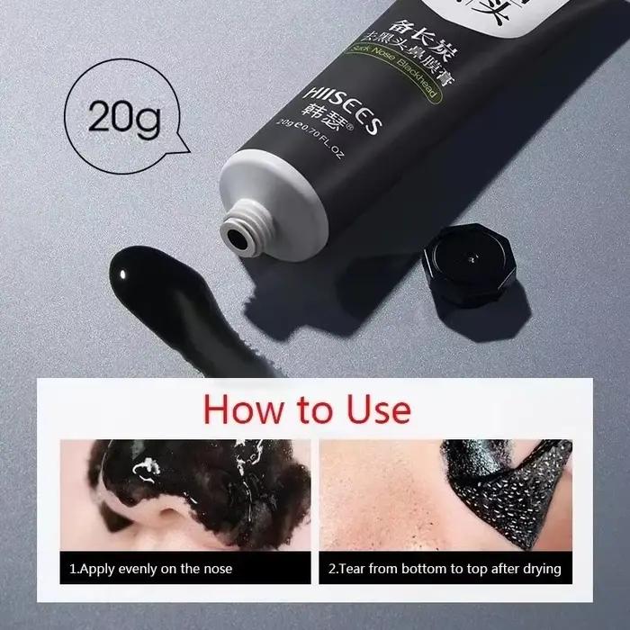 Masque anti-points noirs 20g, crème nettoyante pour le visage, rétrécit les pores, élimine l'acné et les points noirs, masque peel-off noir pour le nez, gel de soin de la peau