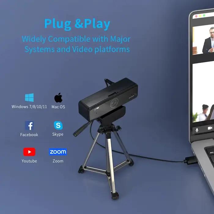 NUROUM V11 Webcam 1080P 60FPS prend en charge la caméra USB mini avec double micro à suppression de bruit 2K 30FPS pour ordinateur portable, Zoom, streaming et appels vidéo