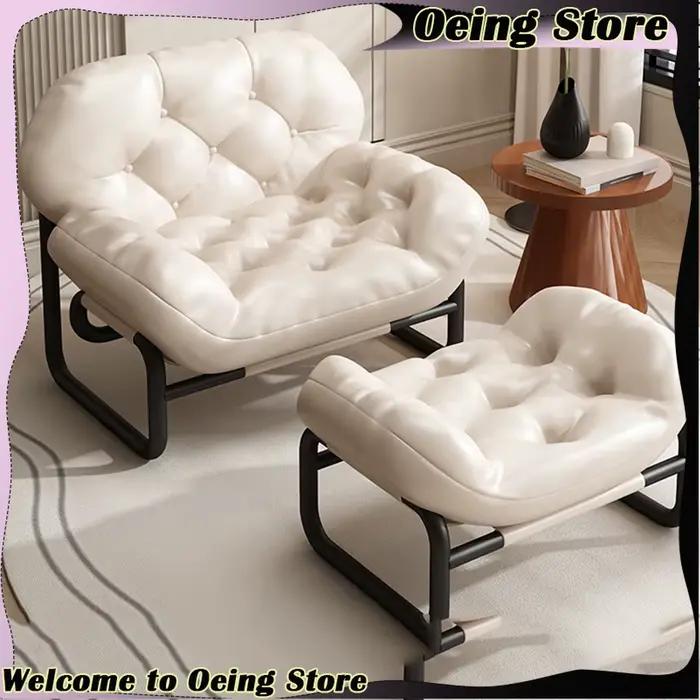 Bras en cuir chaises modernes repose-pieds Balcon Kawaii chambre blanche canapé simple chaises Relax minimaliste méditation Sedia meubles