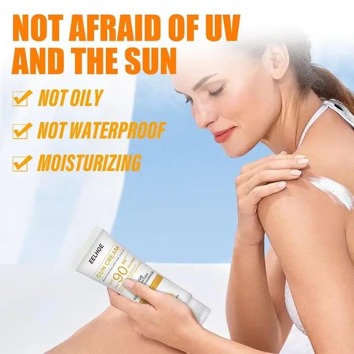 Crème solaire pour le visage SPF90+, crème solaire hydratante pour le visage et le corps, crème de protection cutanée anti-graisse et imperméable, soins de la peau