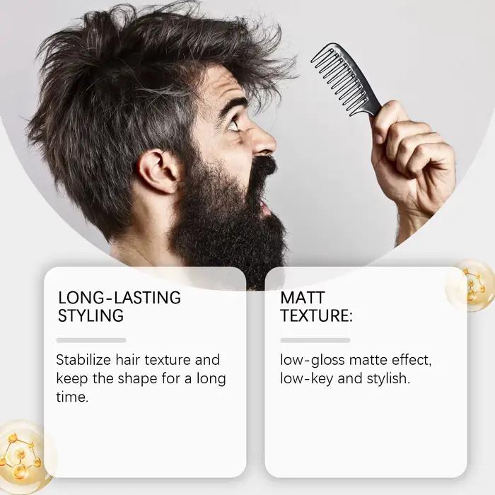 Argile pour cheveux pour hommes, finition mate, forte tenue, boue coiffante, aspect naturel, cheveux texturés, sans sensation collante, pour coiffure pour hommes, 100g