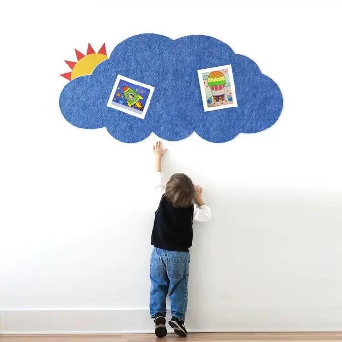 Planche en feutre colorée, autocollant mural de fond d'exposition de maternelle, nuage, Photo auto-adhésive, œuvre d'art, décoration de chambre d'enfant