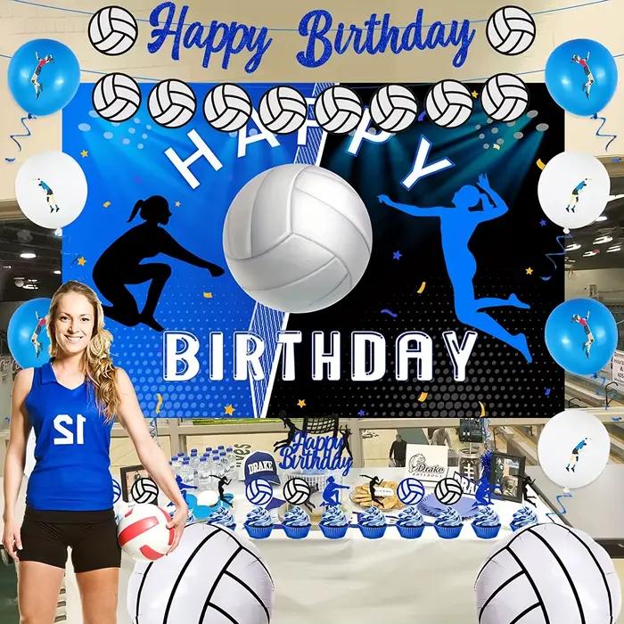 1 pièce, toile de fond de fête d'anniversaire de volley-ball, fournitures de décoration de fête d'anniversaire sur le thème du sport, arrière-plan de Photo bleu