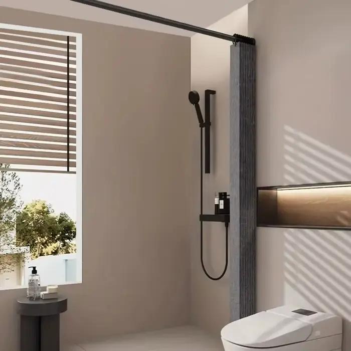 Rideau de douche rideaux de douche pliants magnétiques rideaux de douche imperméables en tissu Polyester adaptés à la salle de bain familiale