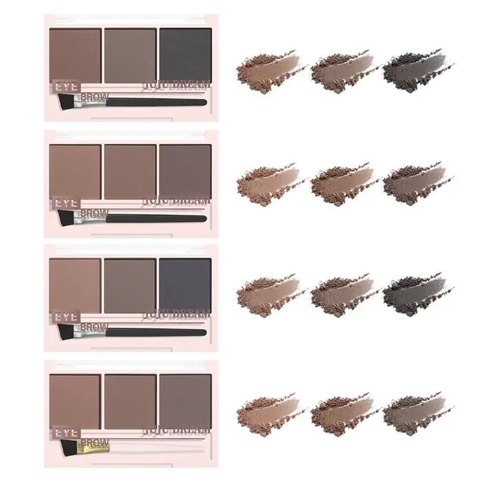 Poudre à sourcils tricolore ombre forme de sourcil tridimensionnelle imperméable et résistante à la sueur