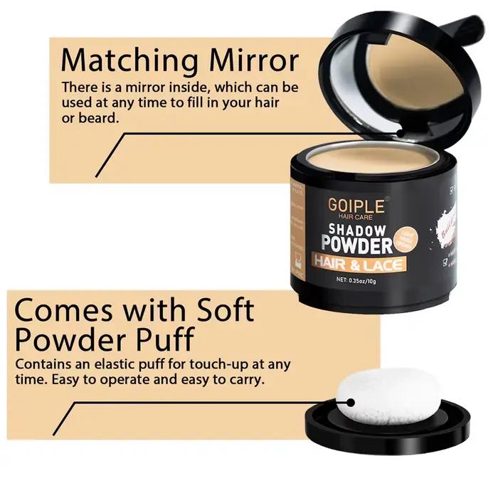 GOIPLE 10g Poudre de Filler pour la Ligne des Cheveux, la Barbe et les Sourcils, Couleurs Complémentaires pour les Racines des Cheveux, Poudres de Maquillage pour Hommes et Femmes