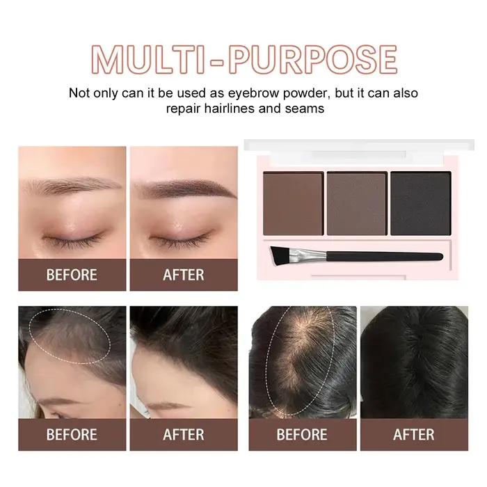 Poudre à sourcils tricolore ombre forme de sourcil tridimensionnelle imperméable et résistante à la sueur
