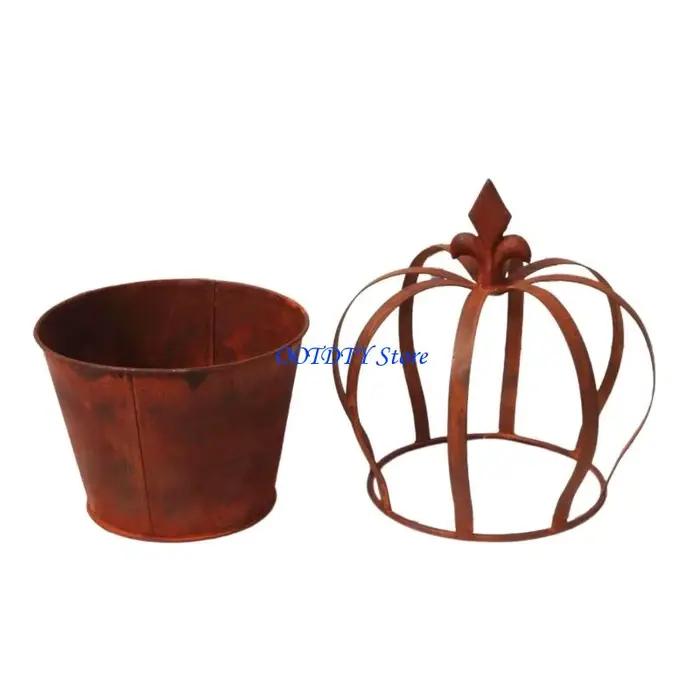 Pot fleur en forme couronne 367A, conteneur détachable pour décoration jardin balcon