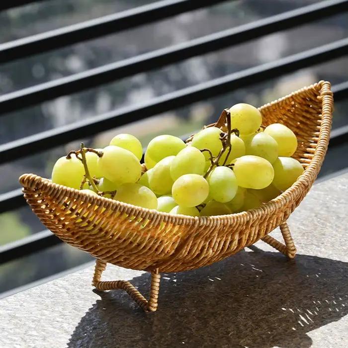 Mir de rangement en rotin pour table basse, bol de fruits, égouttoir creux, assiette de fruits, décoration d'intérieur
