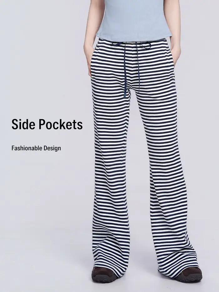 Pantalon de danse évasé pour femme, pantalon de yoga rayé, pantalon de sport pour ballet et jazz