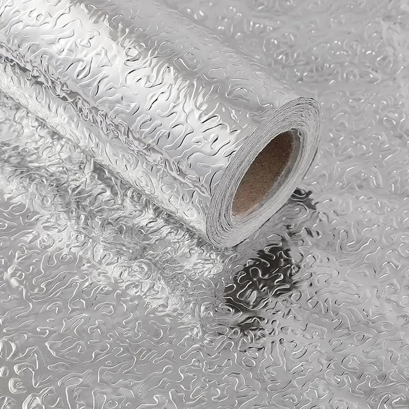 Papier peint décoratif à texture métallique, autocollant, imperméable, résistant à l'huile, résistan