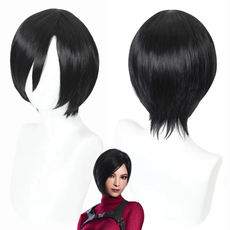 Costume Cosplay Ada Wong Resident Evil, Robe à Col Roulé Rouge avec Perruque, Tenue d'Agent Espionne