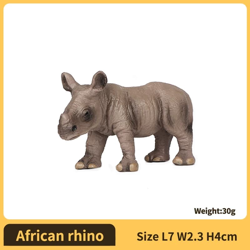 Figurine jouet rhinocéros – Figurine modèle rhinocéros réaliste et peinte à la main – Jouet éducatif