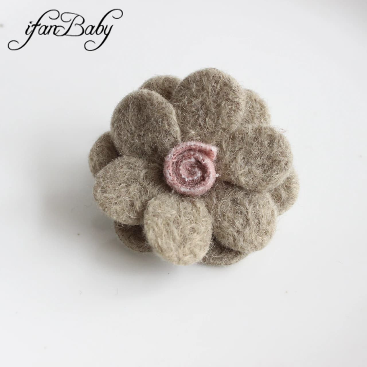 Fleurs de laine en feutre à dos plat de 5cm pour cheveux, accessoires de bricolage avec sucette dans