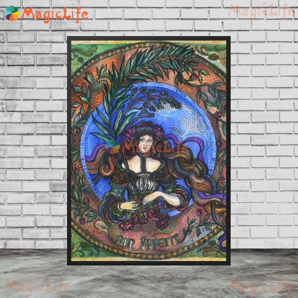 Affiche nordique de marin de mer bleu profond, sirène d'amour, peinture sur toile d'art mural, image