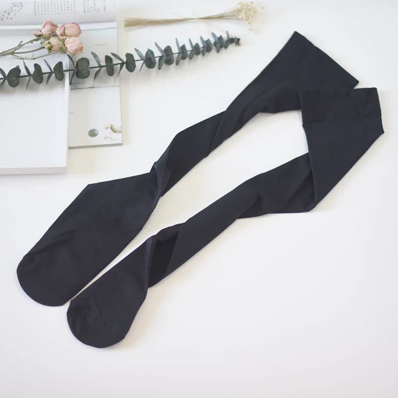 Bas solides pour femmes, blanc et noir, chaussettes aux genoux pour écolières JK, opaques au-dessus 