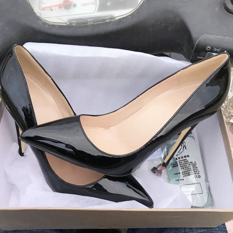 Talons hauts nusGenShuo chaussures à talons hauts 12 cm escarpins noirs argentés talons nus chaussur