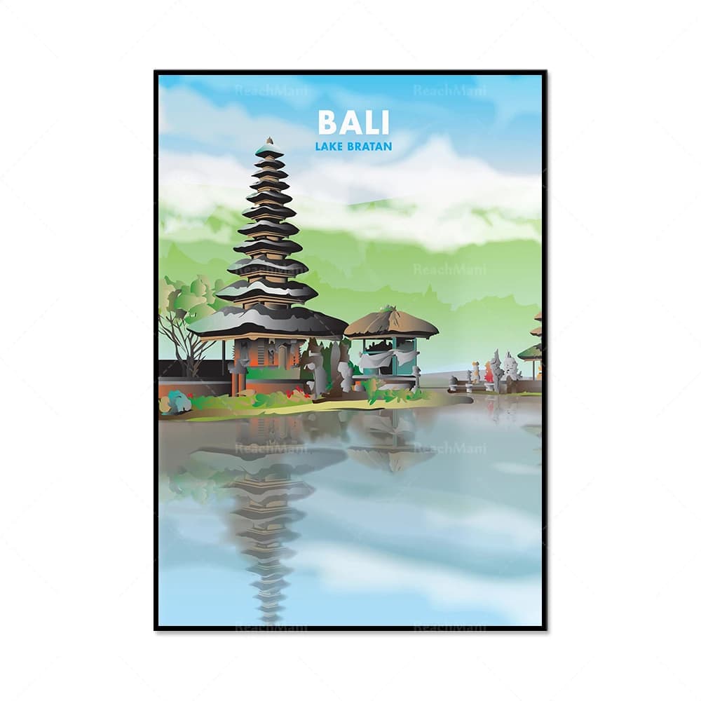 Impressions Bali Uluwatu, Indonésie, Lake Bratan, imprimés temple, affiches de voyage, art mural, af