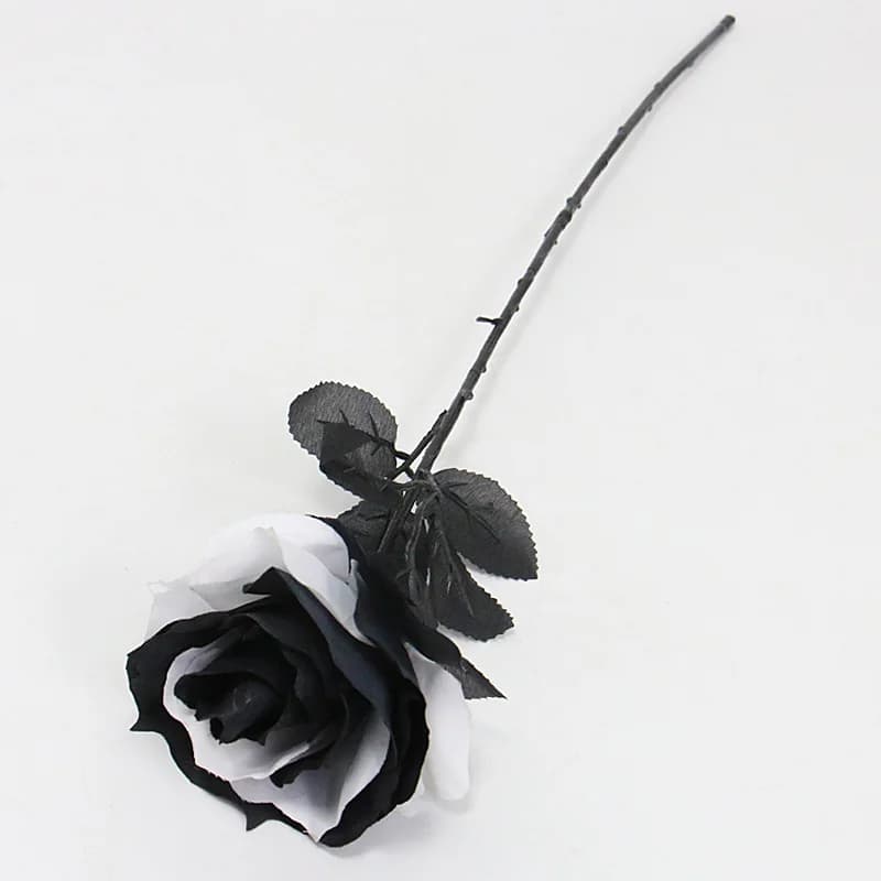 Rose artificielle haute simulation noire et blanche pour arrangement floral de mariage, décoration i