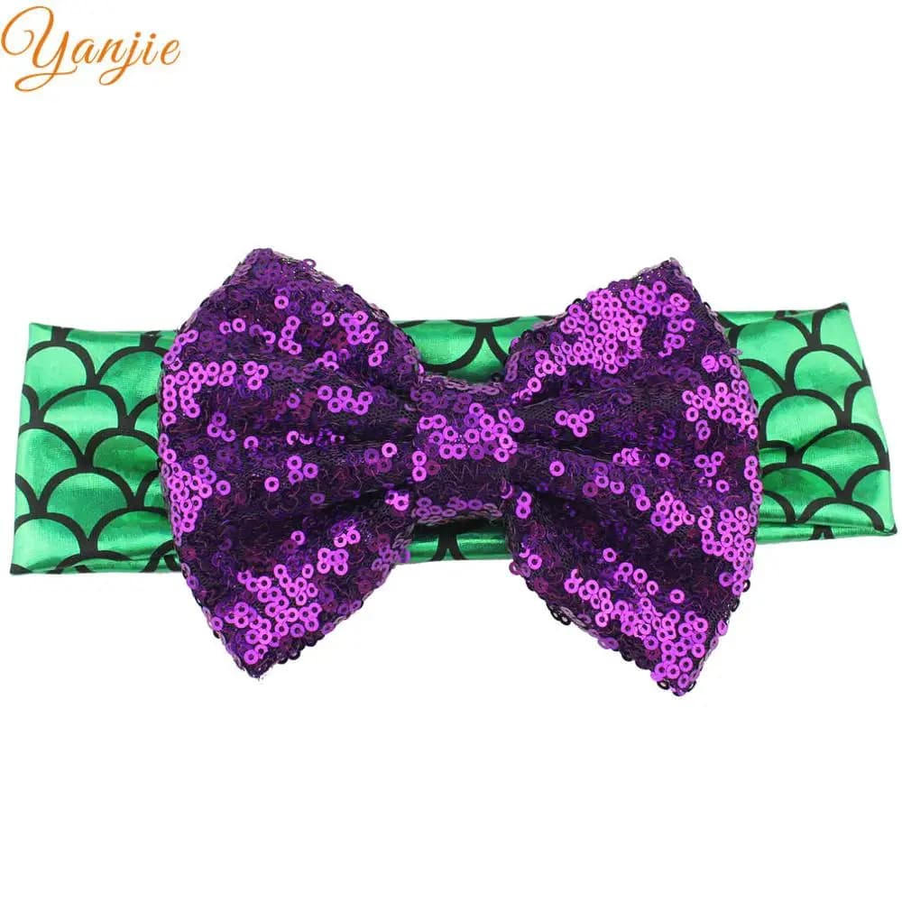 YANJIE 2024 nœuds de cheveux bandeau 5 "paillettes arcs paillettes sirène élastique chapeaux cheveux
