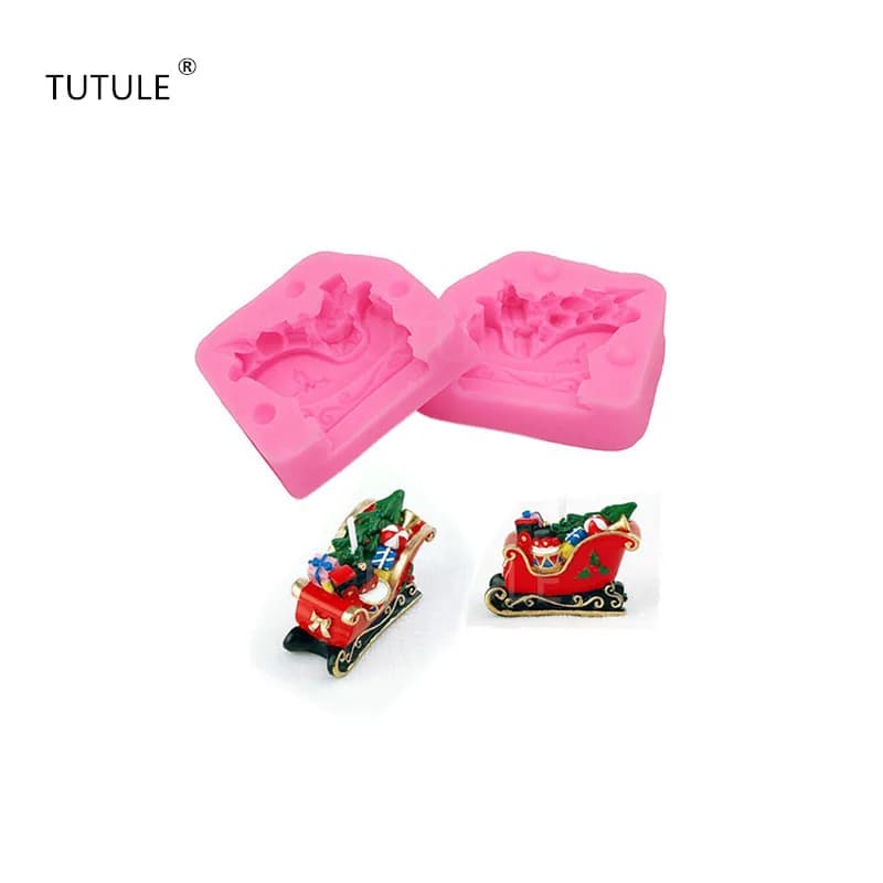 Moule à gâteau fondant en silicone, perspective de traîneau de noël, artisanat créatif, bougie, savo