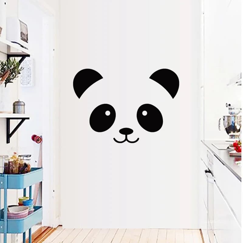 Autocollant mural en forme de Panda souriant, pour chambre d'enfant, décoration de chambre à coucher