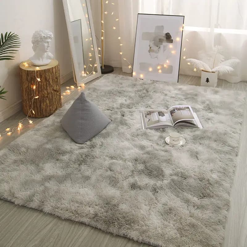 Tapis en peluche pour salon, tapis gris moelleux pour chambre à coucher, tapis antidérapant pour cou