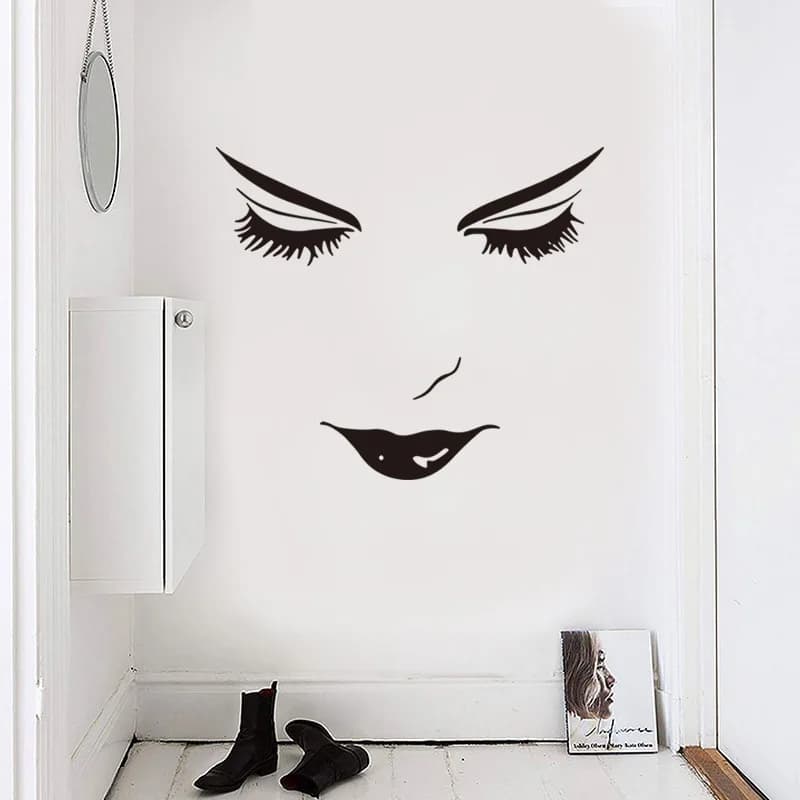 Autocollants muraux pour le visage, pour chambre de filles, décoration de salon, autocollants d'art 