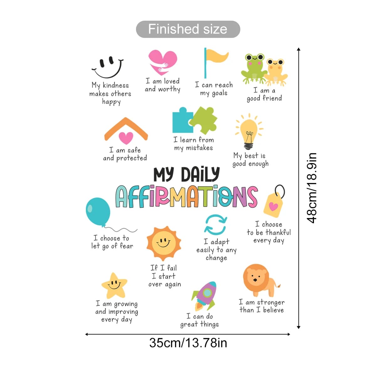 Autocollant mural d'affirmations quotidiennes positives pour la croissance, décoration murale pour c